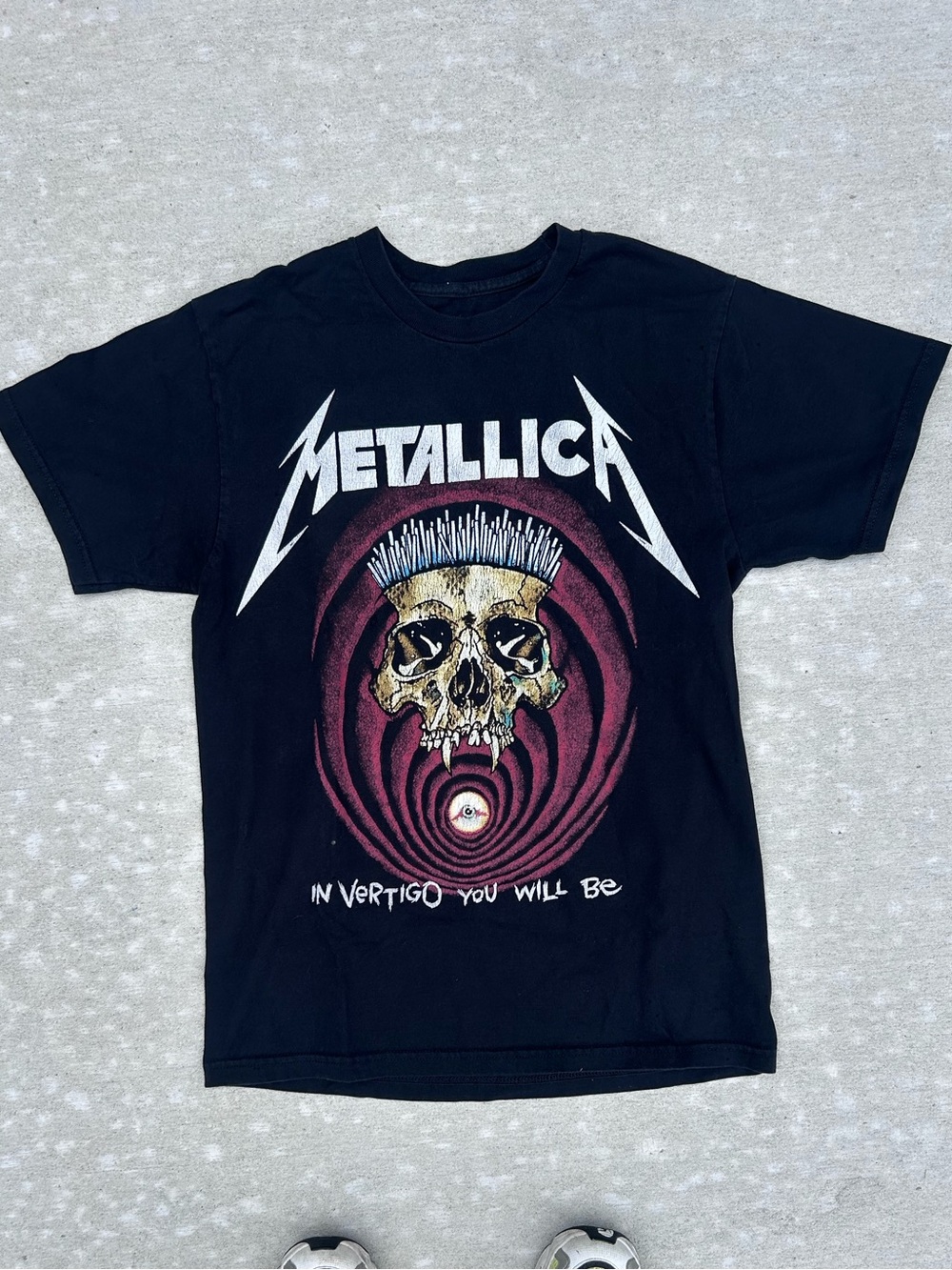 Metallica Men's Black Graphic Tee - 'In Vertigo' Skull Design